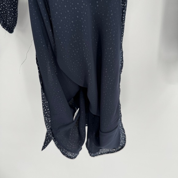 Loft Navy Blue/White Speck Long Sleeve V-Neck Dress Women's Sz 6 - Picture 10 of 12